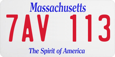 MA license plate 7AV113