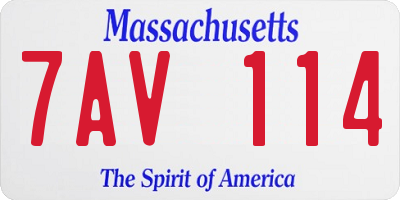 MA license plate 7AV114