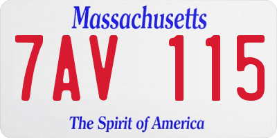 MA license plate 7AV115