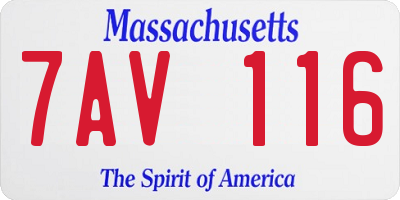 MA license plate 7AV116
