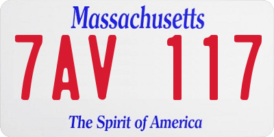 MA license plate 7AV117