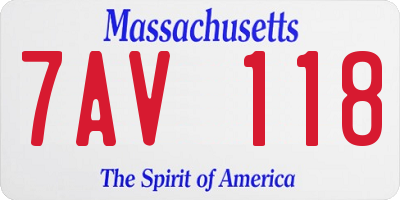 MA license plate 7AV118