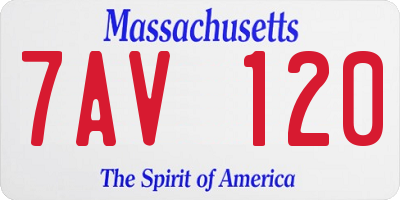 MA license plate 7AV120
