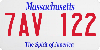 MA license plate 7AV122