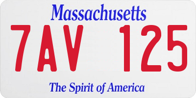 MA license plate 7AV125