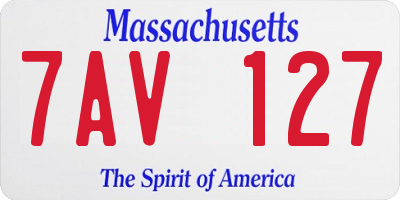 MA license plate 7AV127
