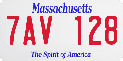 MA license plate 7AV128