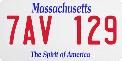 MA license plate 7AV129