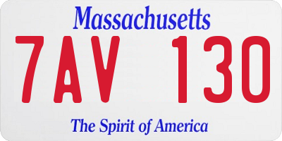 MA license plate 7AV130