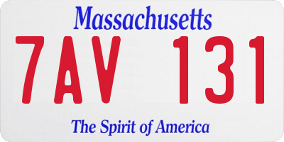 MA license plate 7AV131