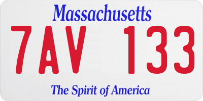 MA license plate 7AV133