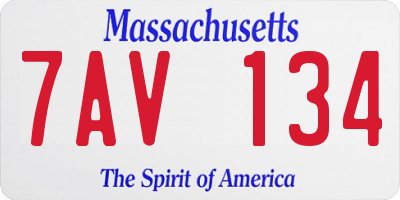 MA license plate 7AV134
