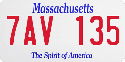 MA license plate 7AV135