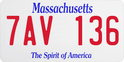 MA license plate 7AV136