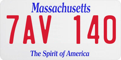 MA license plate 7AV140