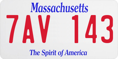 MA license plate 7AV143