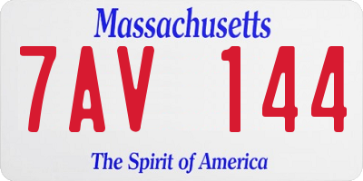 MA license plate 7AV144