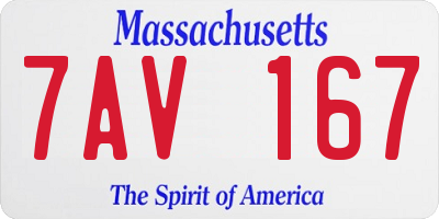 MA license plate 7AV167