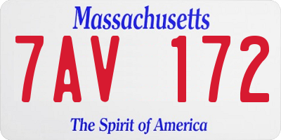 MA license plate 7AV172
