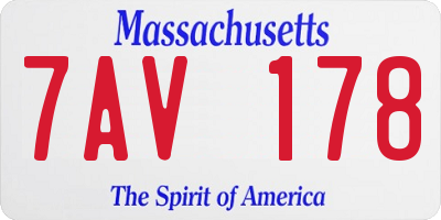 MA license plate 7AV178