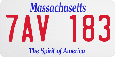 MA license plate 7AV183