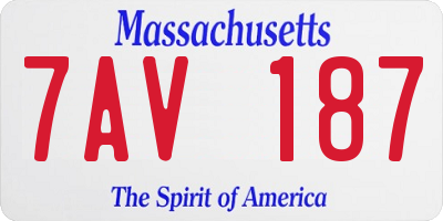 MA license plate 7AV187