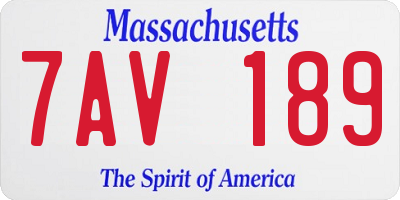 MA license plate 7AV189