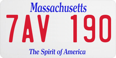 MA license plate 7AV190