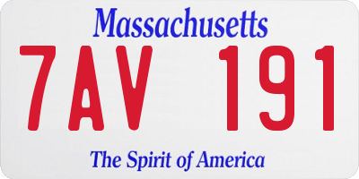 MA license plate 7AV191