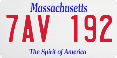 MA license plate 7AV192