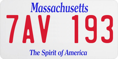 MA license plate 7AV193