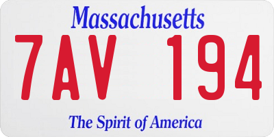 MA license plate 7AV194