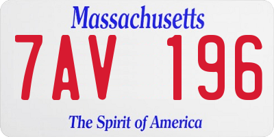 MA license plate 7AV196