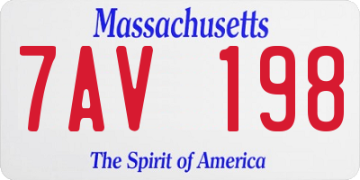 MA license plate 7AV198