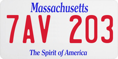 MA license plate 7AV203