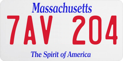 MA license plate 7AV204