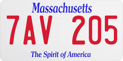 MA license plate 7AV205