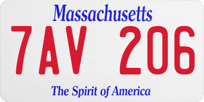 MA license plate 7AV206