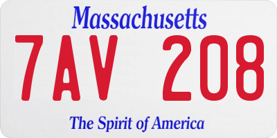 MA license plate 7AV208