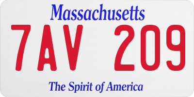 MA license plate 7AV209