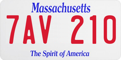 MA license plate 7AV210