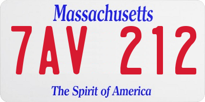MA license plate 7AV212