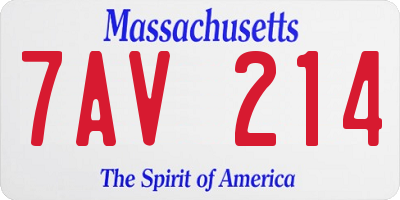 MA license plate 7AV214