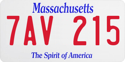 MA license plate 7AV215