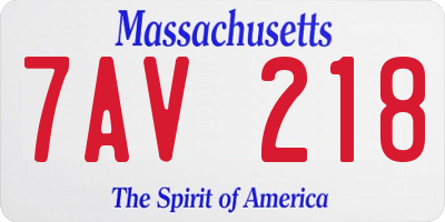 MA license plate 7AV218