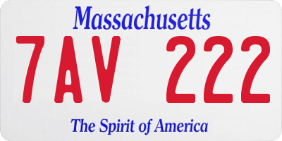 MA license plate 7AV222