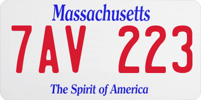 MA license plate 7AV223