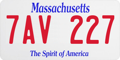 MA license plate 7AV227
