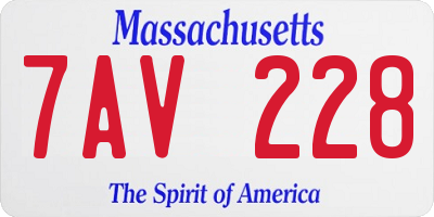 MA license plate 7AV228
