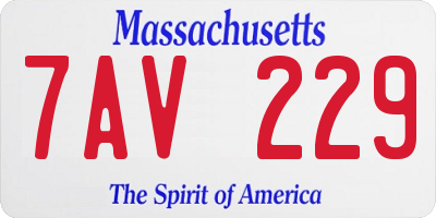 MA license plate 7AV229